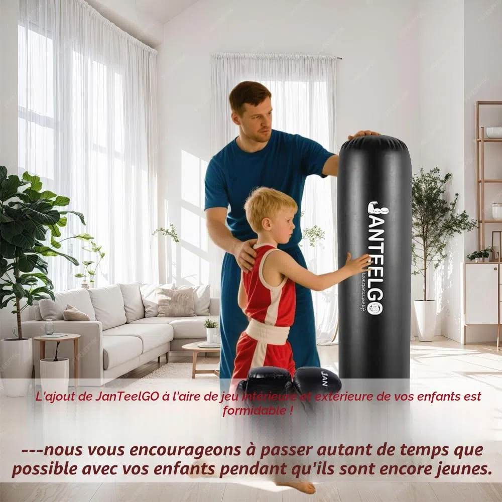 Punching Ball Enfants avec Gants de Boxe: JanTeelGO 150cm Sac de Boxe Enfant Gonflable pour la Karaté - Sac de Frappe Enfant Cadeaux pour GarçOns et Filles 3-12 Ans