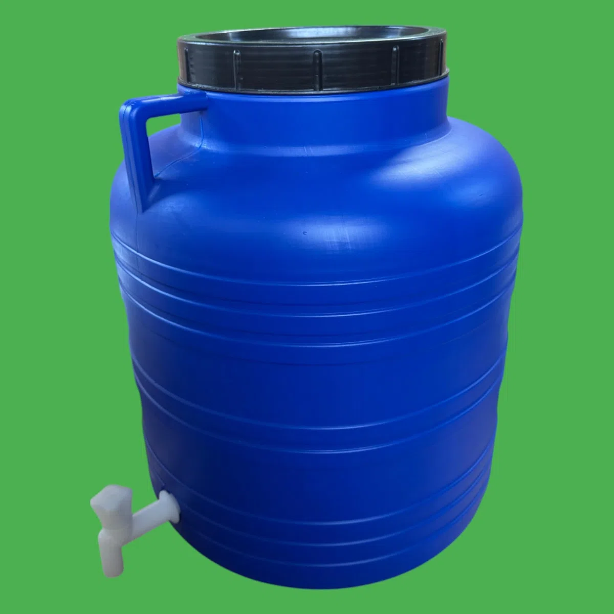 Jordan & Jordan — Lot de 2 x Fût Plastique Alimentaire 60L PEHD — Couvercle à Visser + Robinet de Sortie — Fermentation, Eau, Huiles — Certifié Alimentaire sans BPA