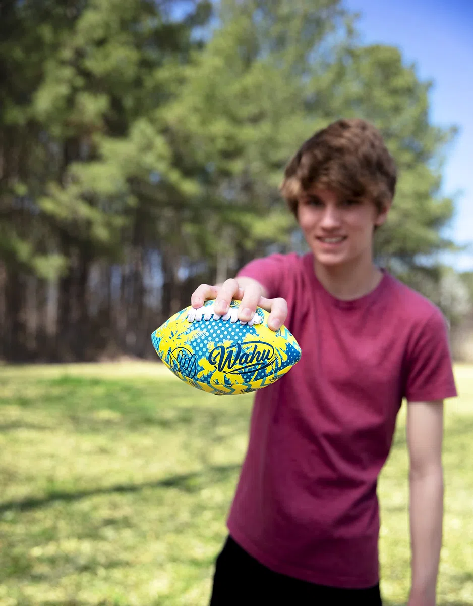 WAHU Ballon de Football américain Mini (16,5 cm) | Ballon de Football américain 100% étanche avec de Vrais Lacets | Idéal pour Le Jardin ou la Plage | À partir de 5 Ans