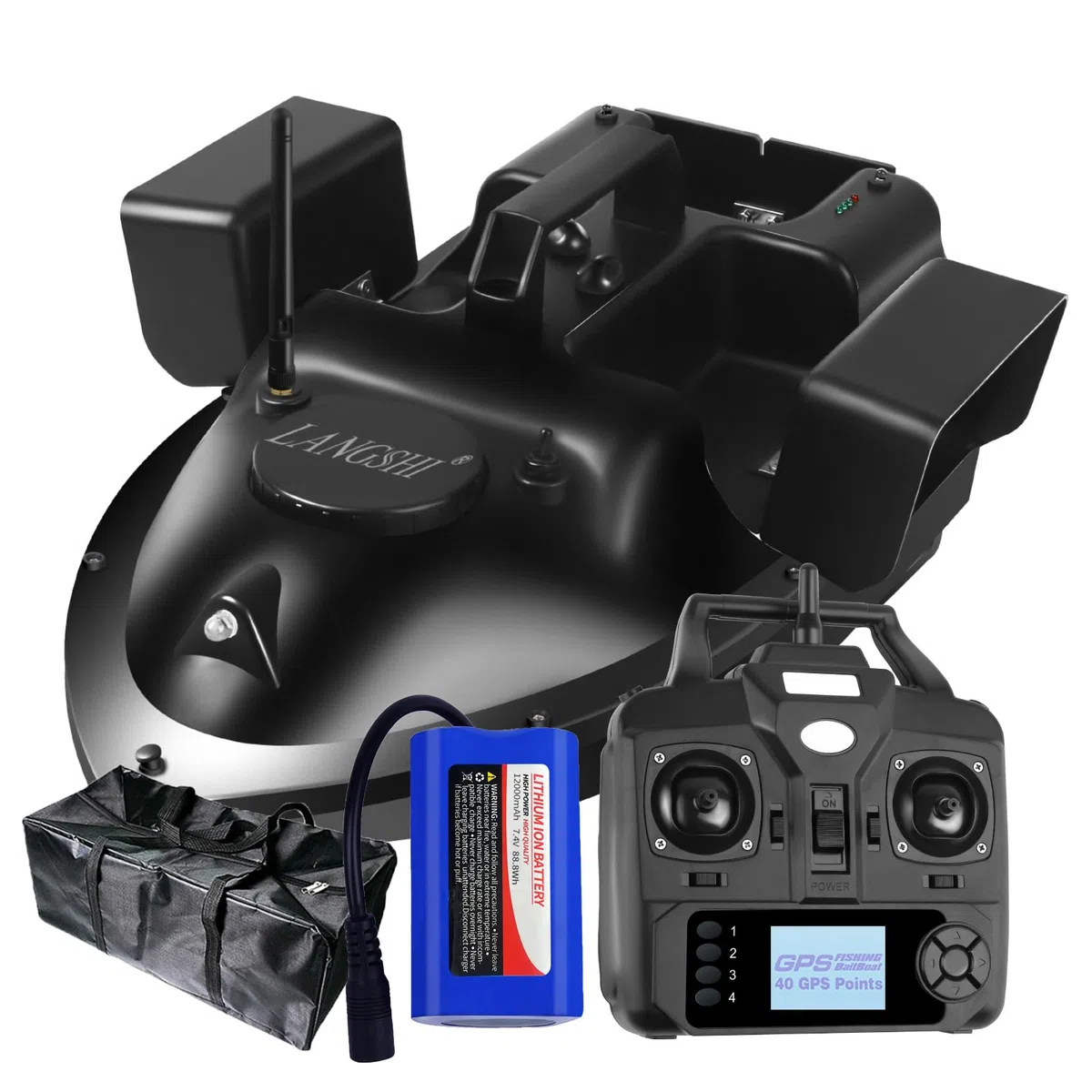 Appât De Pêche Bateau RC Bateau 500M Distance GPS Bait Boat GPS Postion Auto Croisière Télécommande Appât De Pêche Bateau avec Double Motors,12000mAh
