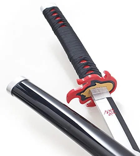 Repliksword Katana en Bois Lame Décorative Katana Tanjiro Epee Version 2 Sabre Tanjiro Epee Decoration + Presentoir en Bois Inclus