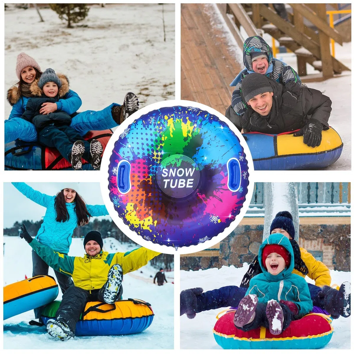 Traîneau Gonflable, Tube de Luge | de traîneau à Neige colorés pour Faire de la Luge avec poignées - Tubes à Neige de Conception Anti-basculement pour la Luge, pour Les, Les Adultes et