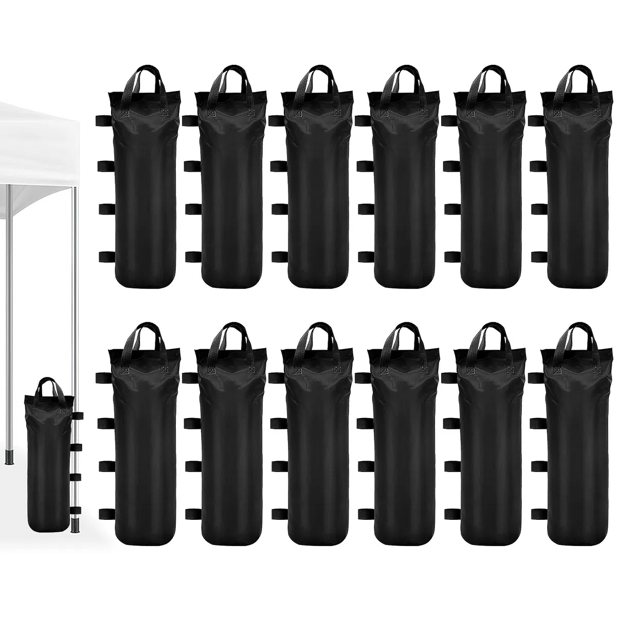 Lot de 12 Sacs de Lestage pour Tonnelle, Sacs de Sable en Tissu Oxford 800D, Capacité Totale 120 kg, Poids de Fixation Résistant pour Barnum, Tente de Jardin, Parasol Déporté et Trampoline