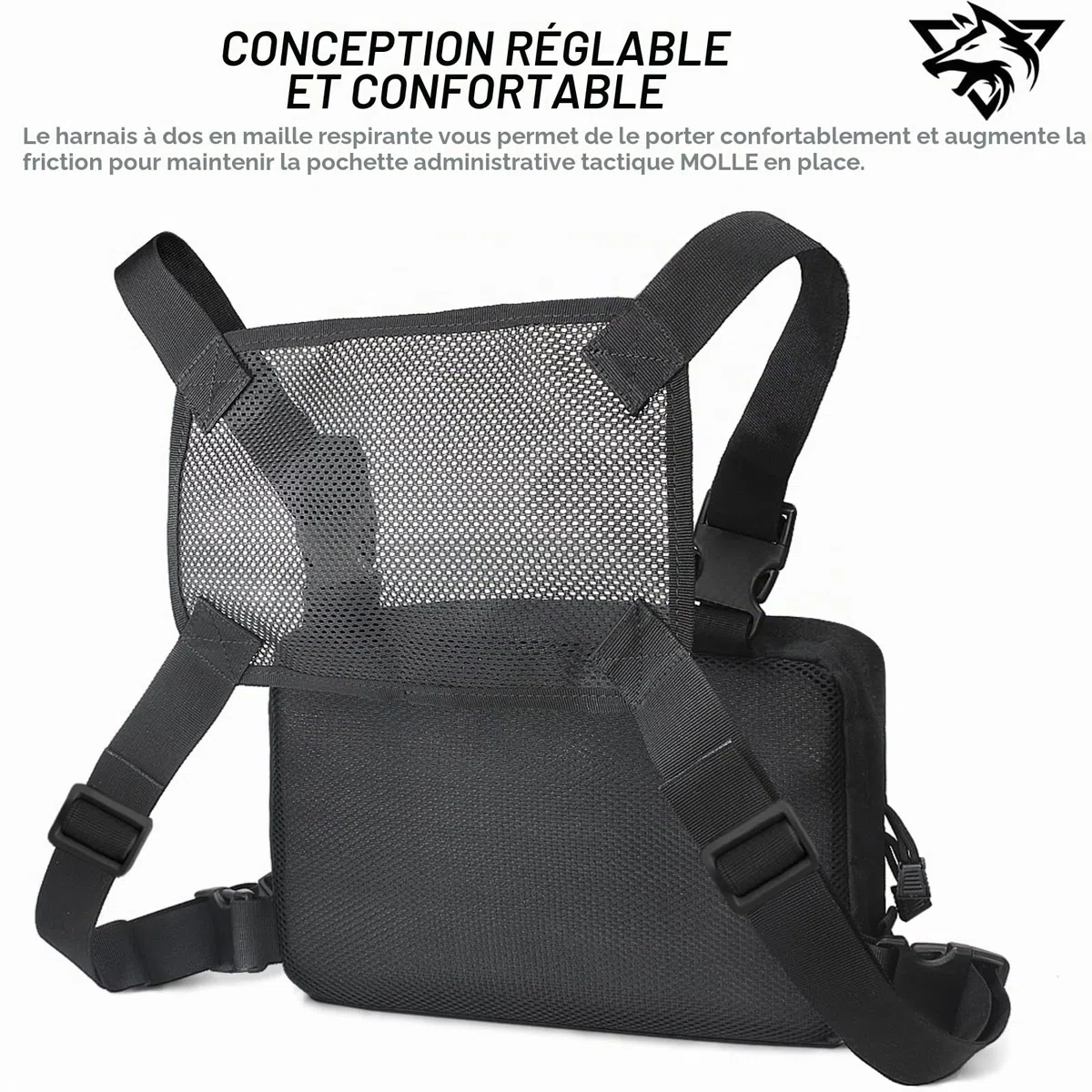 WYNEX Sac Poitrine Homme Tactique Chest Rig Sacoche de Poitrine Militaire Pochette Pectorale Tactique pour Talkie Walkie Téléphone | avec Bretelle Réglable