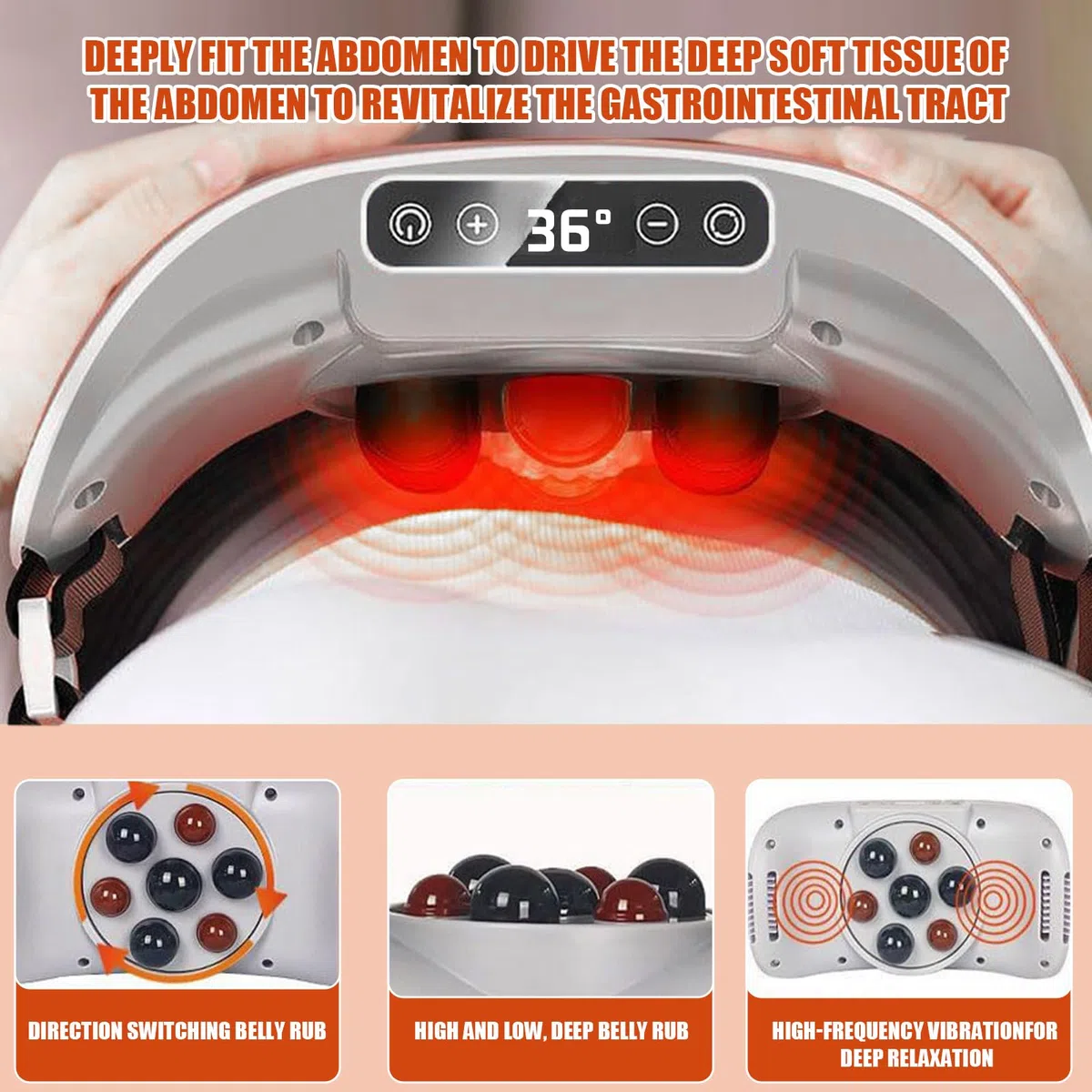 Instrument Électrique De Pétrissage Du Ventre, Masseur Abdominal, Massage Profond À 7 Aimants, Réglage À 3 Vitesses, Entretien Du Ventre, Pour Abdominaux, Dos, Cou Et J