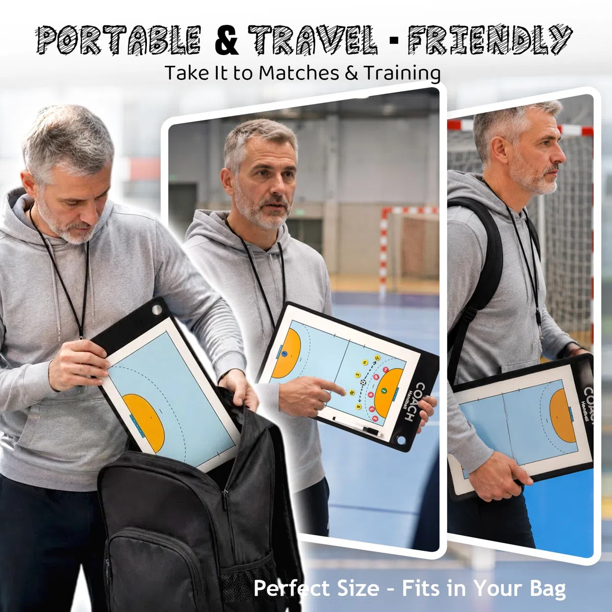 RoseFlower Tableau Tactique Handball, Tableau Magnétique Handball, Plaquette Handball Coach avec Stylo Aimants, Plaquette Entraineur Handball Tableau Coach pour l'entraînement et Les Compétitions