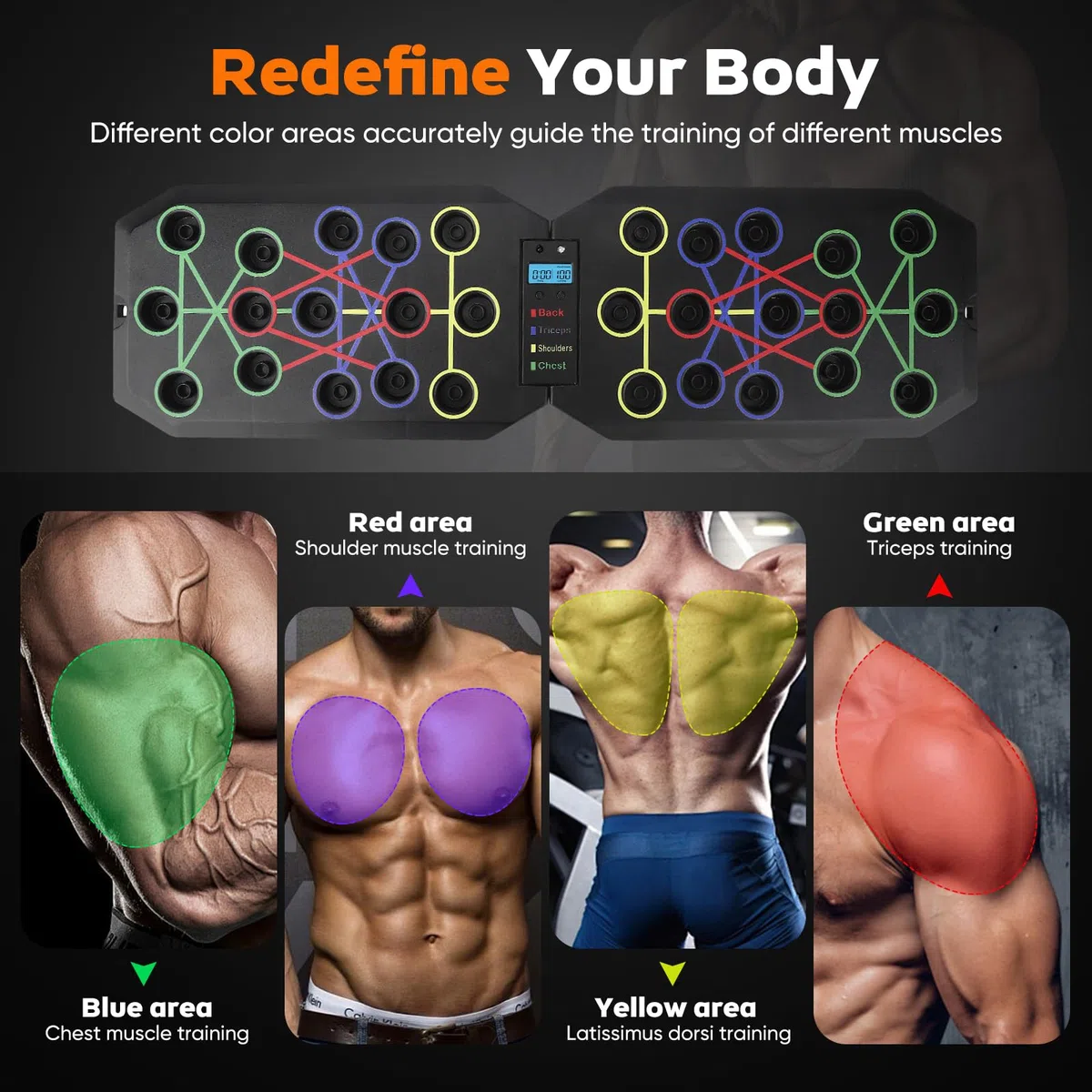 Push Up Board, Planche Pompe Musculation Planche a Pompe avec Fonction de Comptage ﻿Push Pro Machine Équipement Professionnel pour Brûler les Graisses pour Hommes