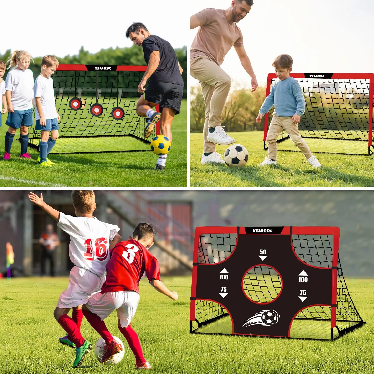 But de Football pour Enfants 3 en 1 - Cage de Foot Enfant Exterieur avec Sac de Transport 120 * 90 * 90cm Cages et Mini Buts Idéal pour Le Jardin