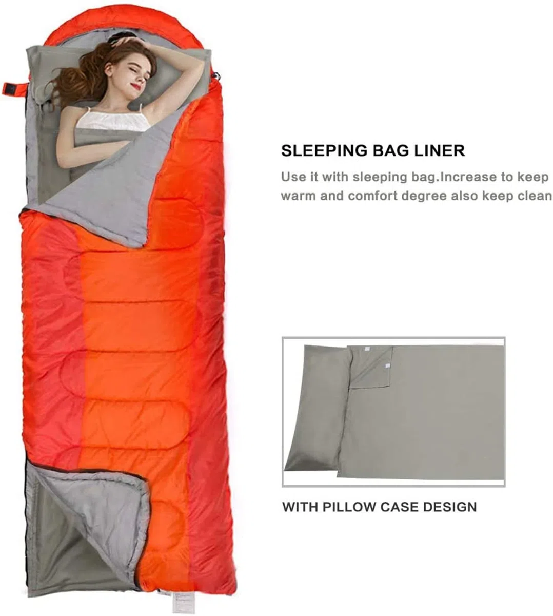 Drap de Sac de Couchage Coton avec Fermeture Éclair, Confort Léger Sac de Couchage et Couverture de Voyage, Sac de Couchage d'É té Doublure Drap Intérieur