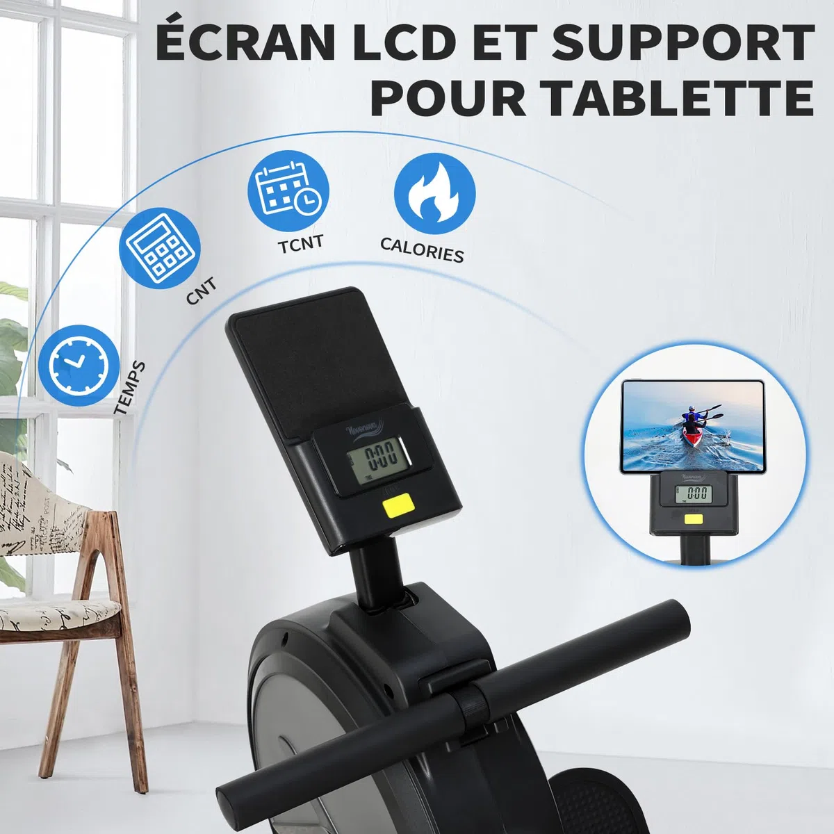 Rameur d'Appartement à 16 Niveaux de Résistance Magnétique, Rameurs Silencieux Glissière Lisse, Rameurs Appartement Magnétique Ecran LCD, Rameur Musculation Fitness, Rowing Machine Bureau