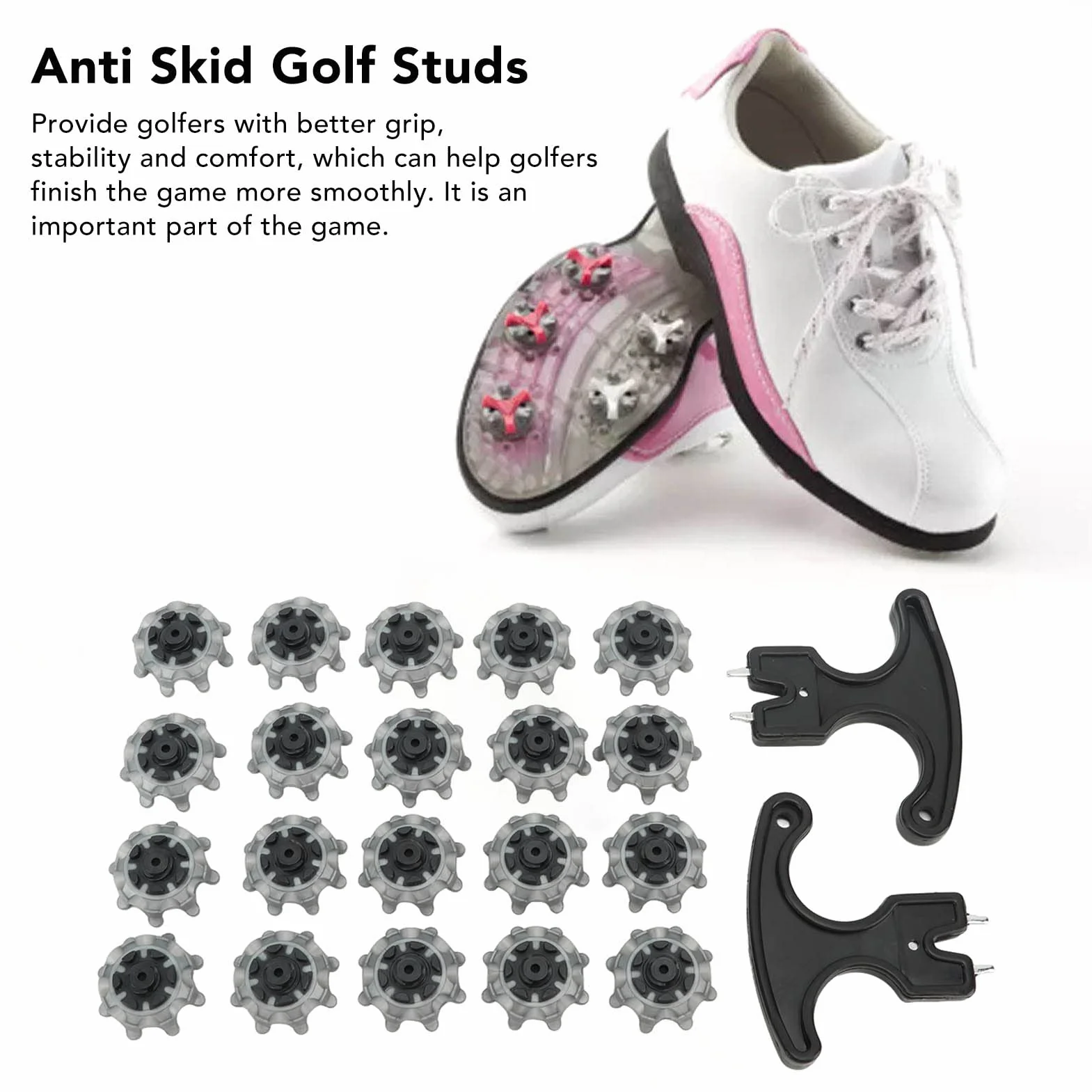 Drfeify Lot de 20 Crampons de Chaussures de Golf Antidérapants avec Extracteur de Clous pour Chaussures de Golf