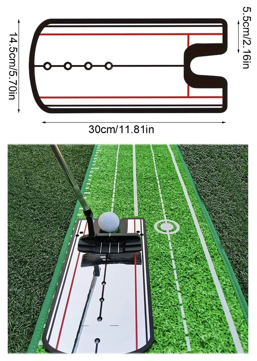 MiroirdeGolf,Aide à l'entraînement pour Le Golf avec Ligne de Putter, Miroir d'entraînement de Putting de Golf, Miroir d'alignement pour débutants, 30 cm x 14,5 cm