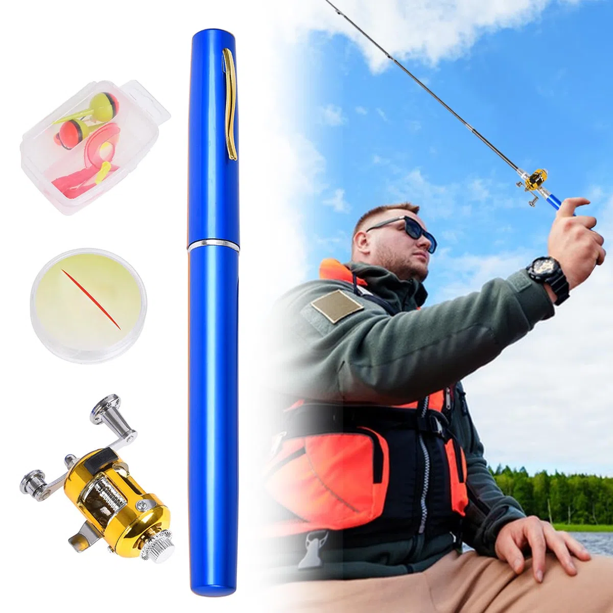 Canne à Stylo, Canne à pêche à Stylo de Poche | Stylo Canne Et Moulinet Combo Stylo De Pêche Portable - Stylo Canne à pêche, Stylo Canne à pêche pour randonneurs, Amis, routards
