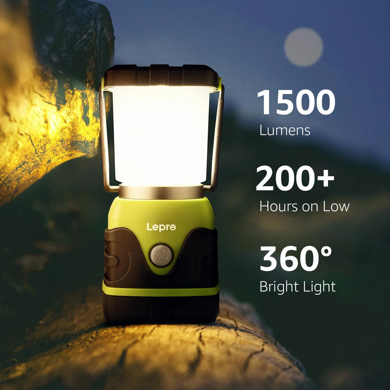 Lepro Lampe Camping LED, Lanterne Camping Puissante 1500lm, Alimentation par pile, Luminosité Réglable, Etanche, pour Camping, Bricolage, Urgence, Secours, Garage, Cave