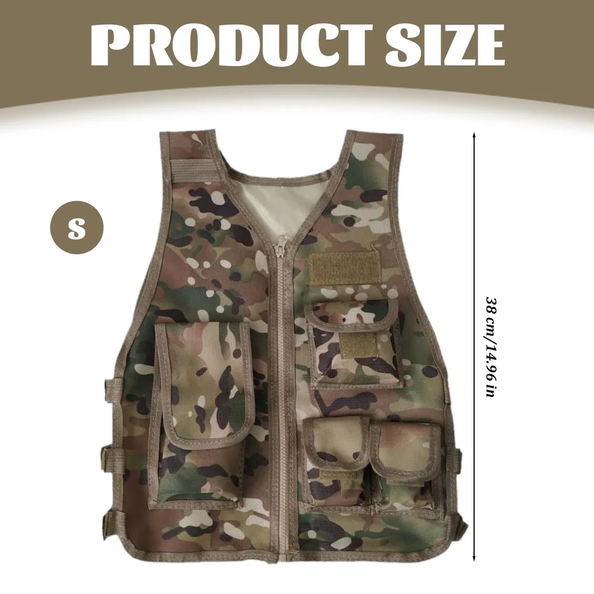 Gilet Militaire pour garçons – Gilet Respirant Camouflage 600D, Combat pour Enfants avec Panneaux et Poches réglables