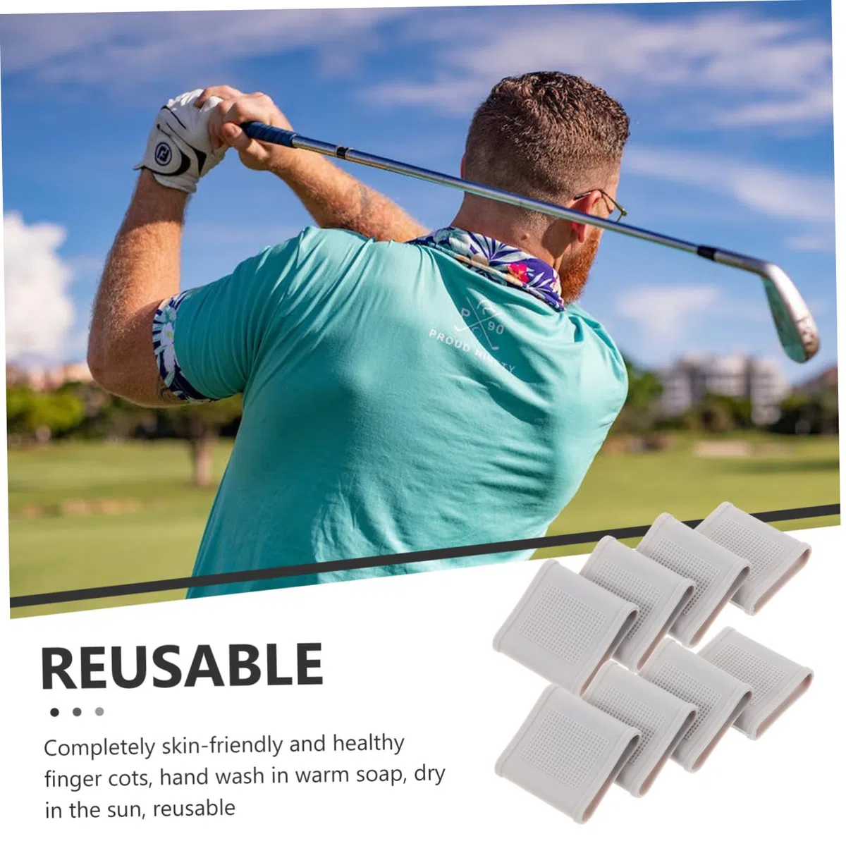 Manchons de Doigt 8pcs pour Golf Homme en Silicone Protège-doigts Antidérapants Protège Ampoules et Douleurs, Entraînement Golf et Bowling