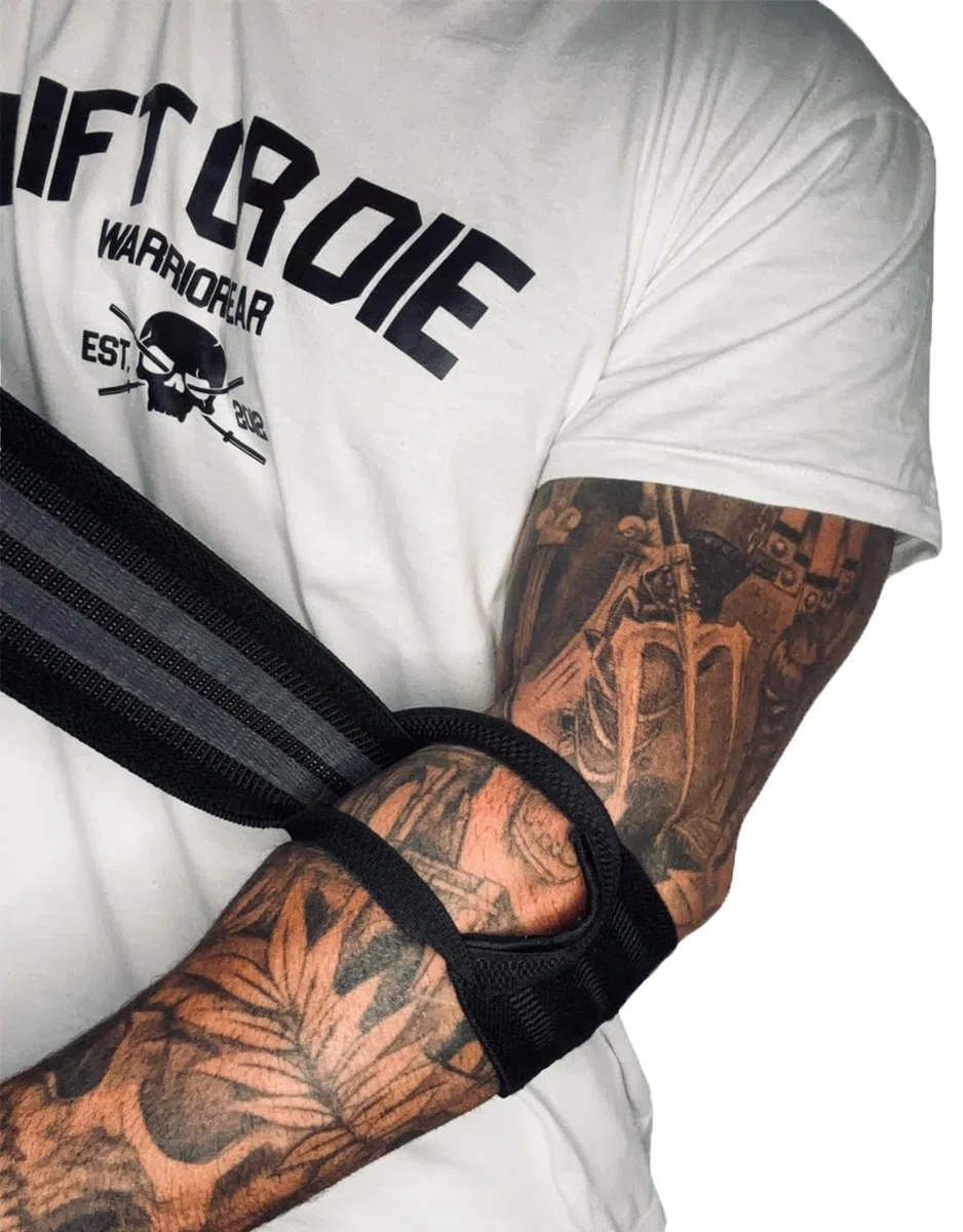 Bandes de Coudes Warrior Gear | Eclatez vos records : Maintien & Protection Exceptionnel | Développé couché - Développé militaire | Bande de Coude Musculation - Powerlifting - Strongman - Bodybuilding