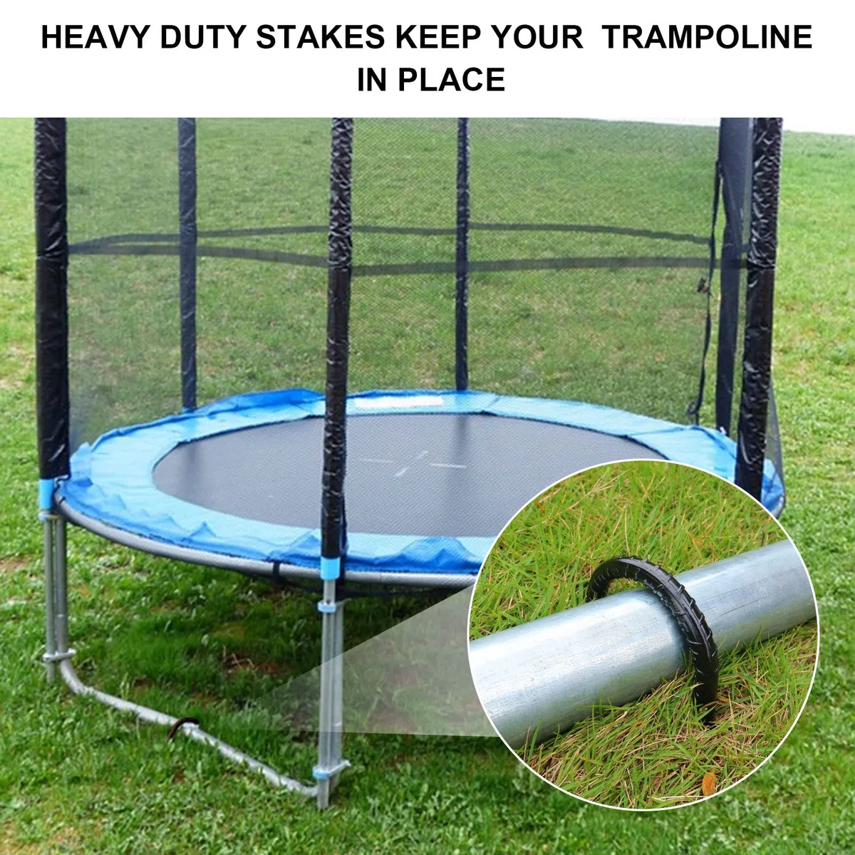 Lot de 8 piquets en U en Acier galvanisé 30 cm, Piquet ancrage, ancrage Trampoline et Piquet de Tente, pour clôture et ancrage au Sol, Accessoire Trampoline résistant (Noir)