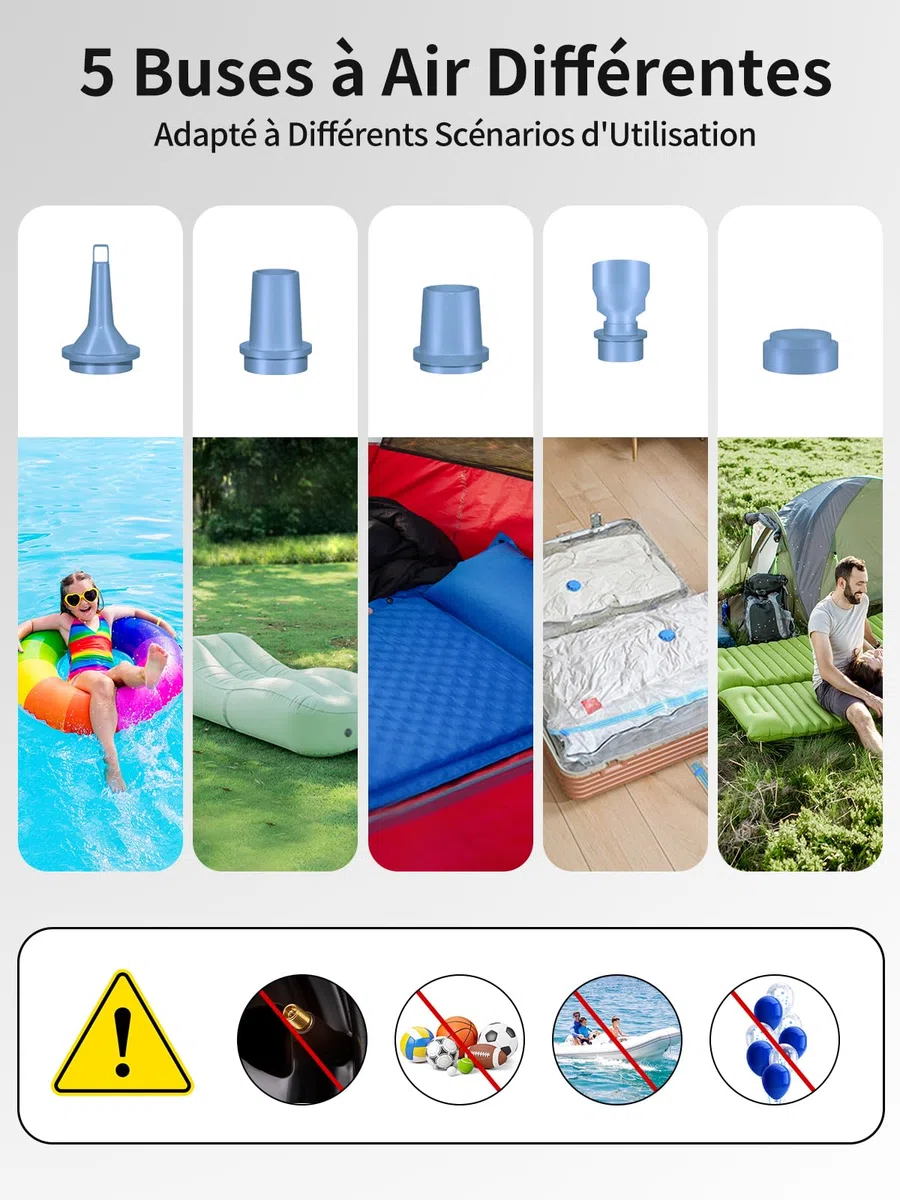 K Kasonic Pompe Électrique à Air avec Lampe de Camping, Pompes de Camping Rechargeables pour Dégonfler, Pompes pour Lits Gonflables pour Flottants de Piscine, Pompe Portable pour Voyages en Plein Air