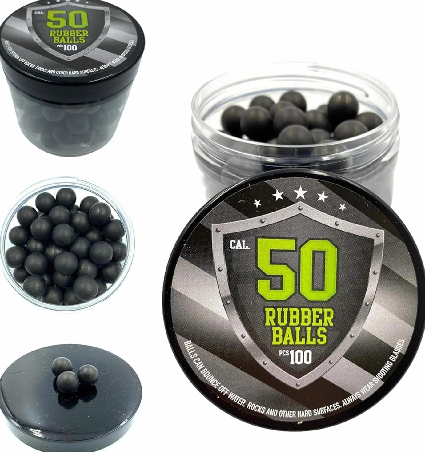 100 x Premium Quality Hard Rubber Balls Paintballs Reballs 50 Cal. HDR50 T4E Paintball Shooting Self Defense Billes Calibre .50 - Caoutchouc