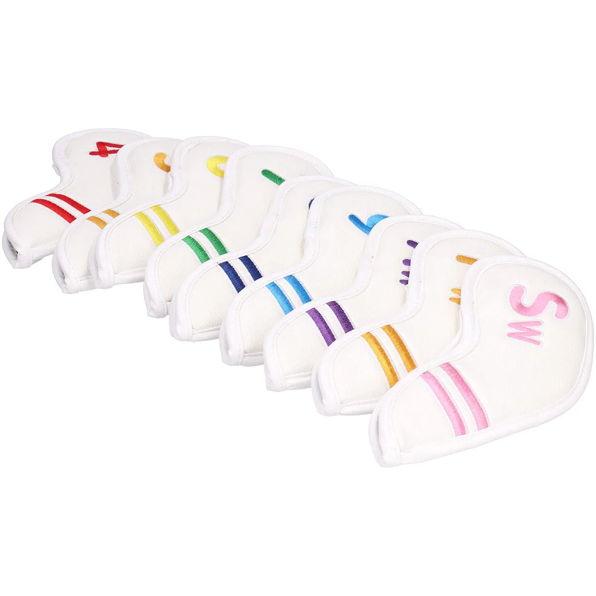Housses de tête de Fer de Golf en Cuir, Ensemble de Housses de Fer de Golf avec Broderie de numéro, Protecteur de Club doublé en Cuir PU et en Peluche pour 4, 5, 6, 7, 8, 9, PW, SW