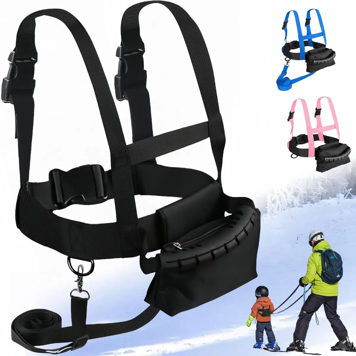 Harnais de Ski et de Snowboard pour Enfants, Harnais Ski Enfant avec Laisse et Sac Amovibles de Ski pour Enfant Garçon Fille Débutants