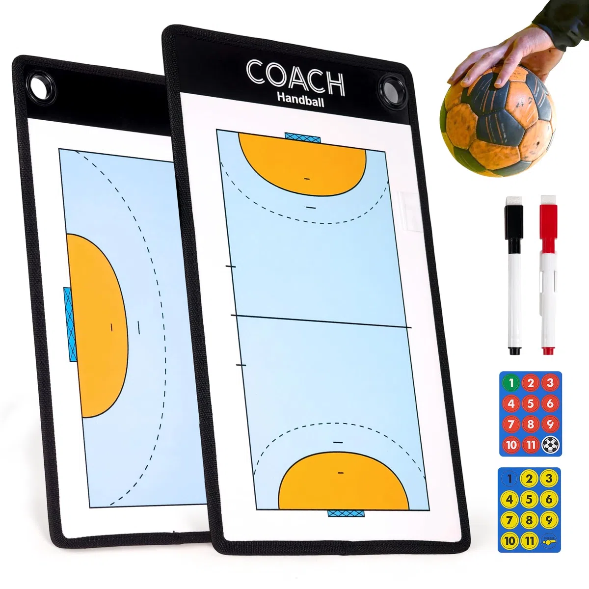 RoseFlower Tableau Tactique Handball, Tableau Magnétique Handball, Plaquette Handball Coach avec Stylo Aimants, Plaquette Entraineur Handball Tableau Coach pour l'entraînement et Les Compétitions