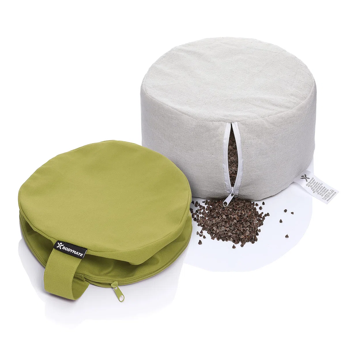 BODYMATE Coussin de méditation & Yoga (zafu) H16cm Ø31cm - Rembourrage en Coques de Sarrasin, Housse en Coton Lavable en Machine - Divers Coloris