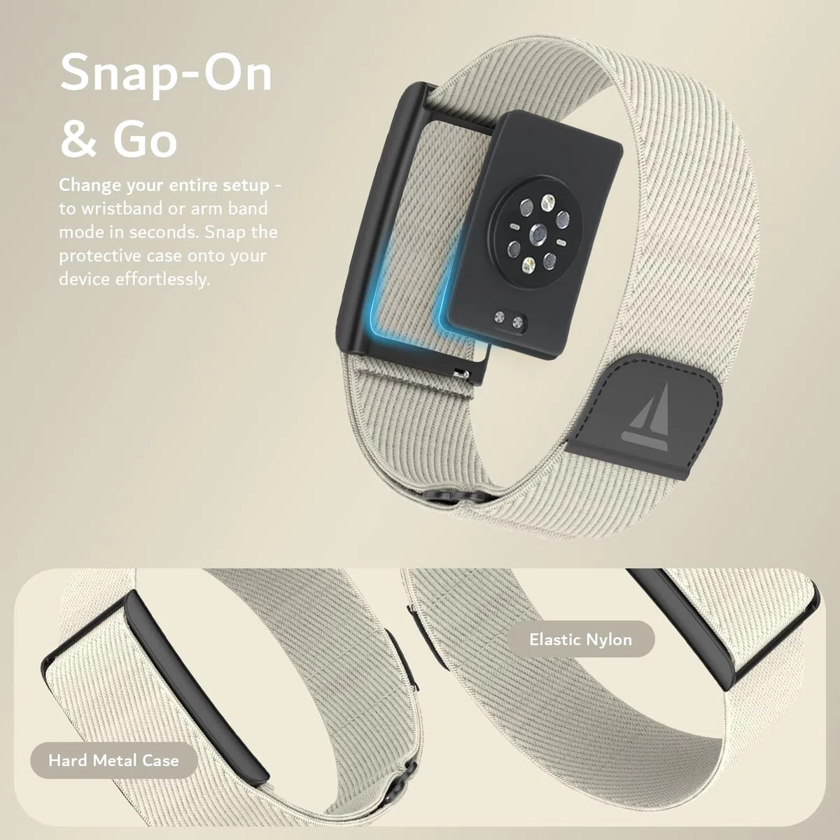 TUDIA Biceps et bracelet 2 en 1 compatibles avec Amazfit Helio Strap [étui et bracelet uniquement], protection robuste avec brassard/poignet réglable et extensible