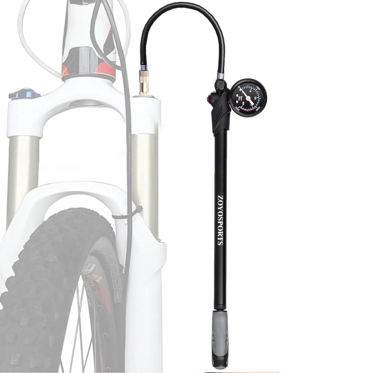 Pompe à air pour Fourche de Montagne | Gonfleur de Choc | Pompe à vélo de précision 300 PSI avec jauge intégrée et Valve de Purge pour des promenades en Douceur | Outil de réparation de Voyage idéal