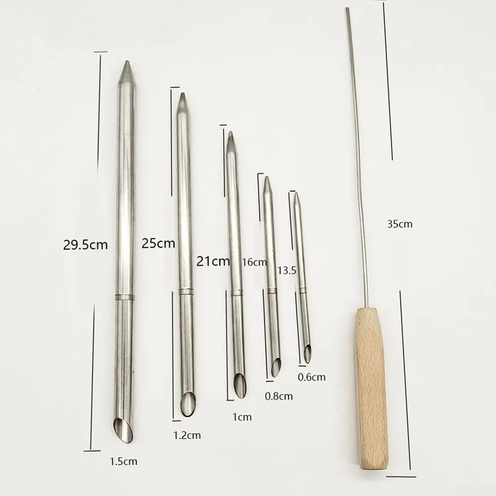 Eawfgtuw Kit d'outils d'épissure de corde en acier inoxydable - 6 pièces - Aiguille de laçage - 5 tailles - Avec tige de poussée pour treuil synthétique, corde à voile, bateau