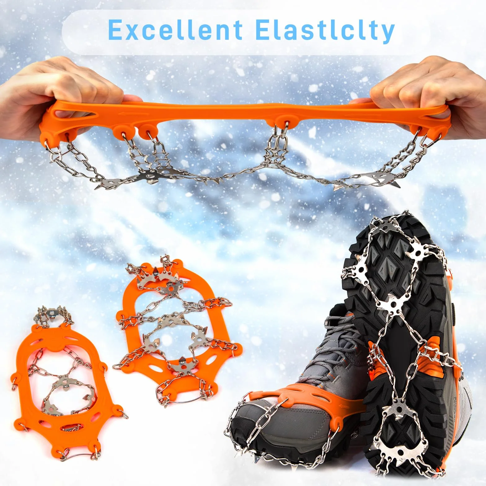 Vdealen Crampon pour Chaussures de Randonnée Antidérapent avec 19 Crampons Inoxydable Crampons pour la Marche, pour Neige Activités Le Jogging, l'escalade et la Trail