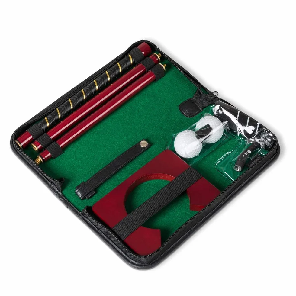 Froster Kit de Golf Bureau, Coffret de Mini Golf Interieur, Set Portable avec Club Putter Pliable, 2 Balles et Trou