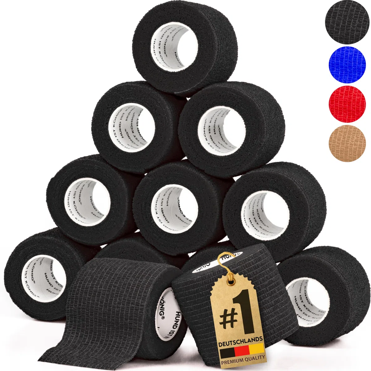 HUND IST KÖNIG Bandage adhésif bandage élastique 12 x 4,7 m - Bande adhésive adhésive pour homme et animal - Bandage de fixation - Bande adhésive autocollante - Bandages adhésifs
