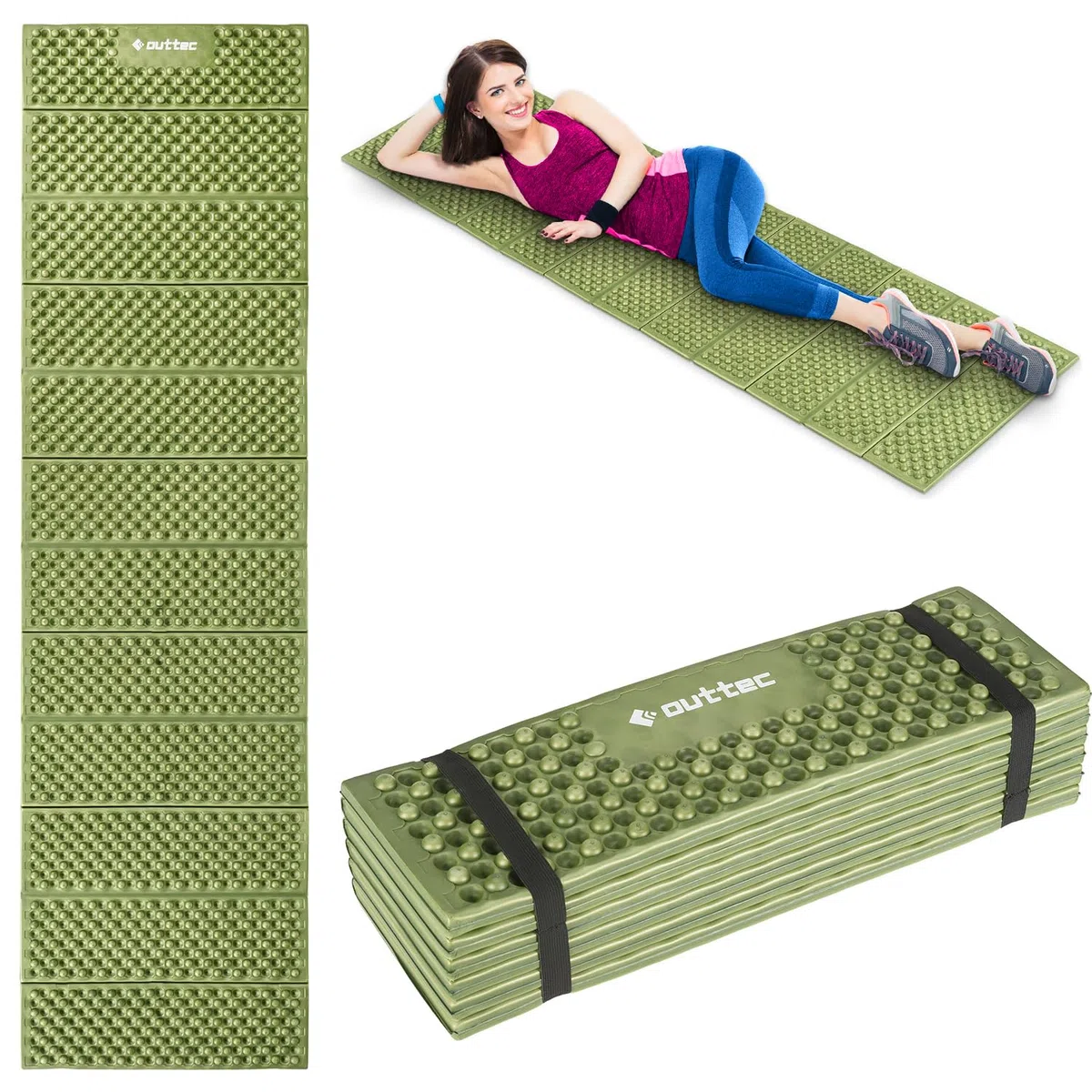 Tapis de Sol Pliable EVA pour Touristes, Tentes et Dormir, 180 x 57 cm, 1 cm d'Épaisseur, Gris, 400 g