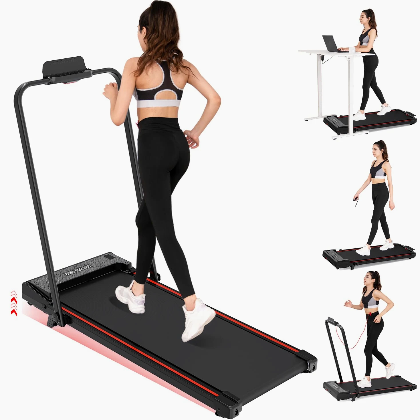 CITYSPORTS Tapis de Course avec Inclinaison Tapis Roulant Pliant 12 KM/H, 4 in 1 Tapis de Marche avec écran LED et Panneau Quick Button, Aucune Installation requise