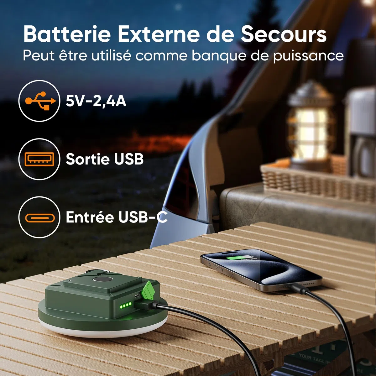 Eventek Lampe Camping 12000mAh, 4000LM Ultraclair Lampe Camping Rechargeable Exterieur avec 4 Modes & Magnetic, IPX5 Étanche Lanterne Camping pour Tentes, Pannes de Courant, Randonnée, Urgences
