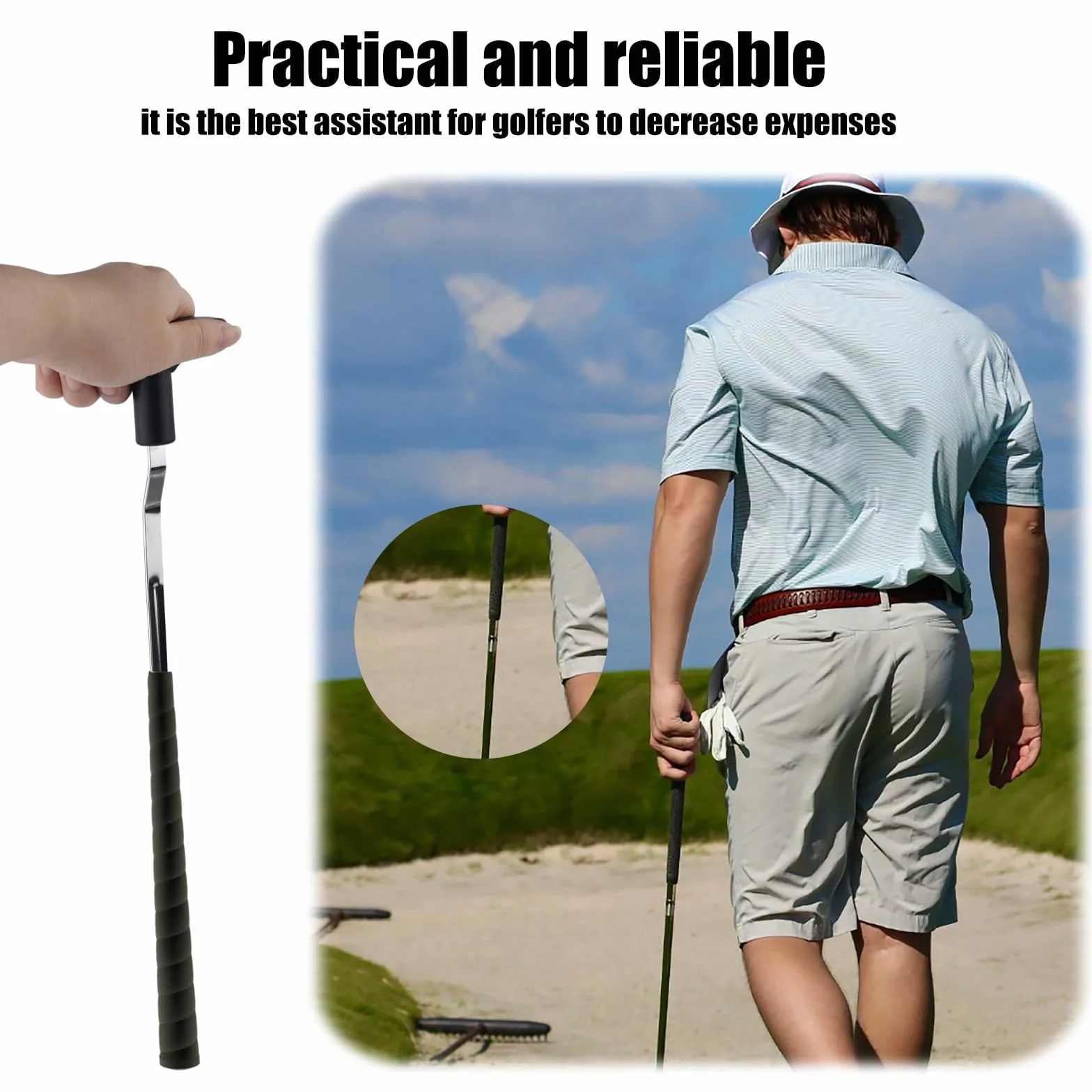 Gosknor Outil Retrait Grip de Golf et de Ruban Adhésif, Extracteur Grip à Rainure en V Économiseur Outil Réparation Durable pour Un Regrippage Facile des Clubs Accessoires Essentiels