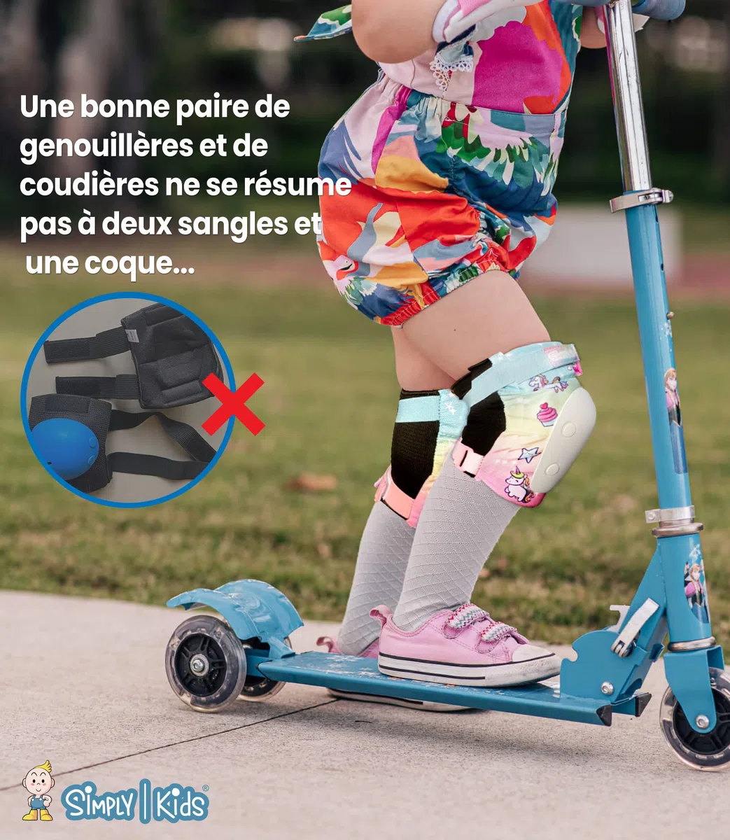 Simply Kids Protection Roller Enfant I Genouillère Coudières et Protège-Poignets pour Fille Garçon I Protection Skateboard Enfant avec Sac Mesh I Vélo Trotinette Draisienne Ski Patinage