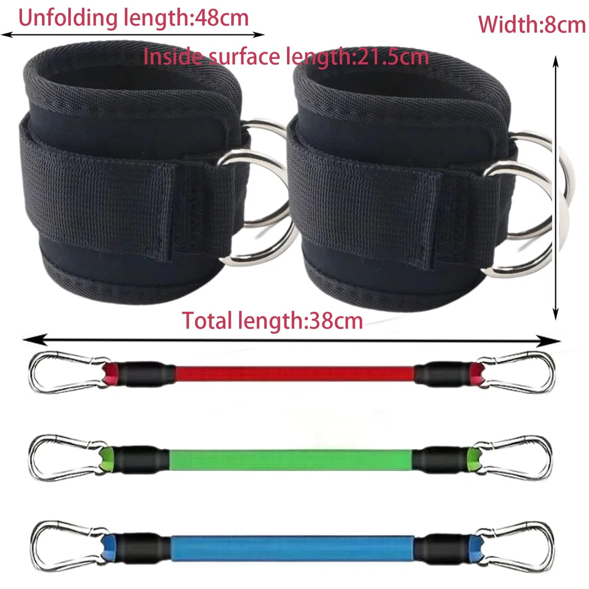 Sangle Cheville Musculation Poulie - 1 jeu Footstrap Câble de Traction Pour L'entraînement Fitness à la Straps Bracelets Femme et Homme Ankle Unisex Footstraps Fortement Rembourré Noir