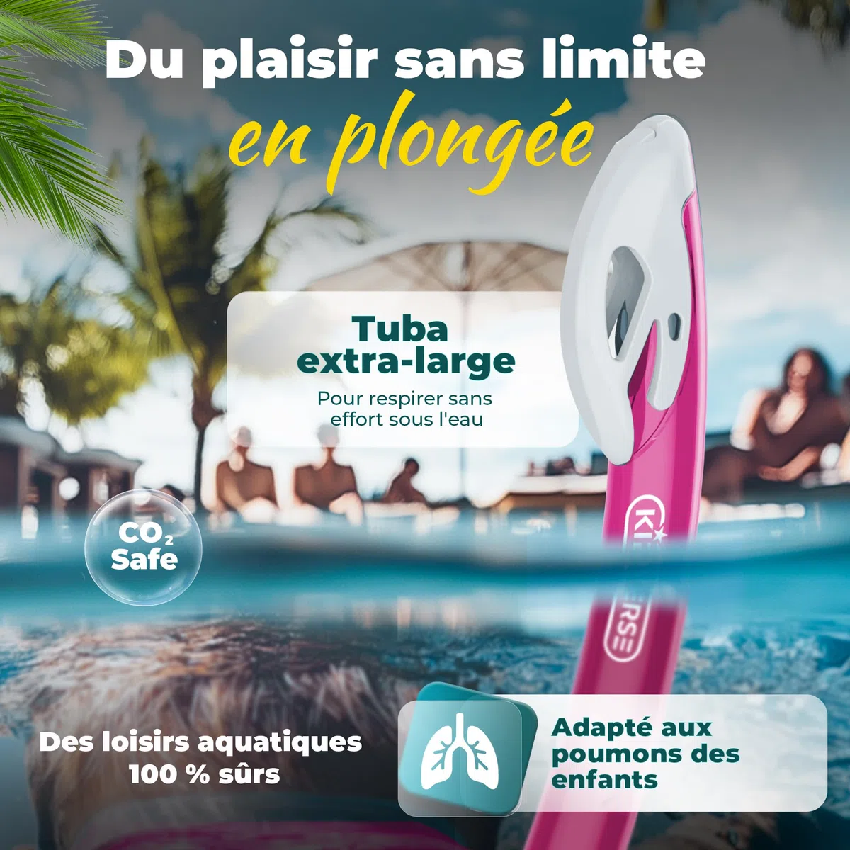 KIDVERSE Masque de plongée pour Enfants avec Tuba - Protection UV et revêtement Anti-buée - Étanche et Confortable pour Les garçons et Les Filles - Qualité certifiée