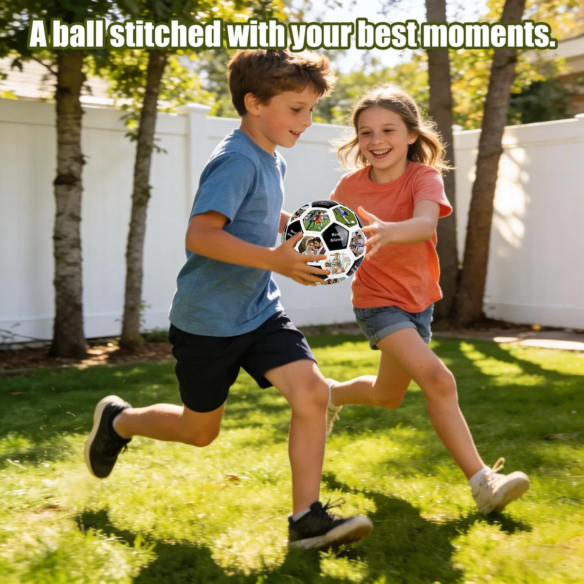 Générique Ballon de Foot Personnalisé avec Photo et Nom, Ballon de Football Taille 5 en PU, pour Fan, Enfant et Papa