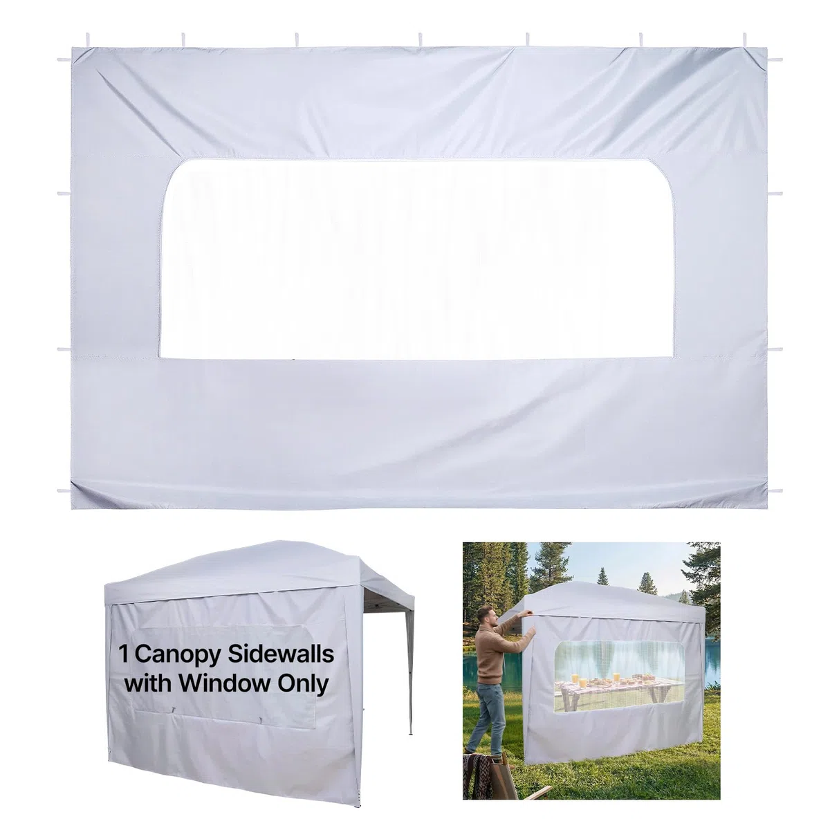VEVOR Paroi Latérale de Tonnelle 3x2 m Panneau Latéral de Tente Tonnelle pour Événements Extérieur, Stands de Vendeur, Camping, Pique-niques, avec Couche Imperméable, Coupe-Vent et Pare-Soleil, Blanc