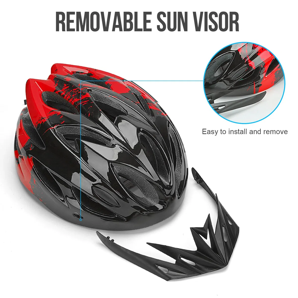 Casque de vélo pour Adulte, Femme et Homme, avec visière Amovible et Rembourrage, Casque de vélo réglable, pour VTT et Le trafic Urbain (pour Tour de tête 57 à 62 cm)