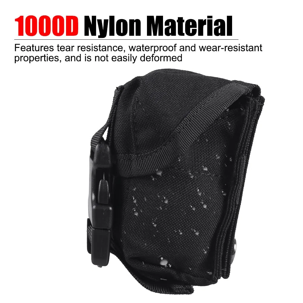 Pochette pour Grenades Double, Pouch Flashbang étanche, étui Grenade Flash Réglable en Nylon 1000D avec Clips de Boucle Portables (4,8cm de Diamètre)