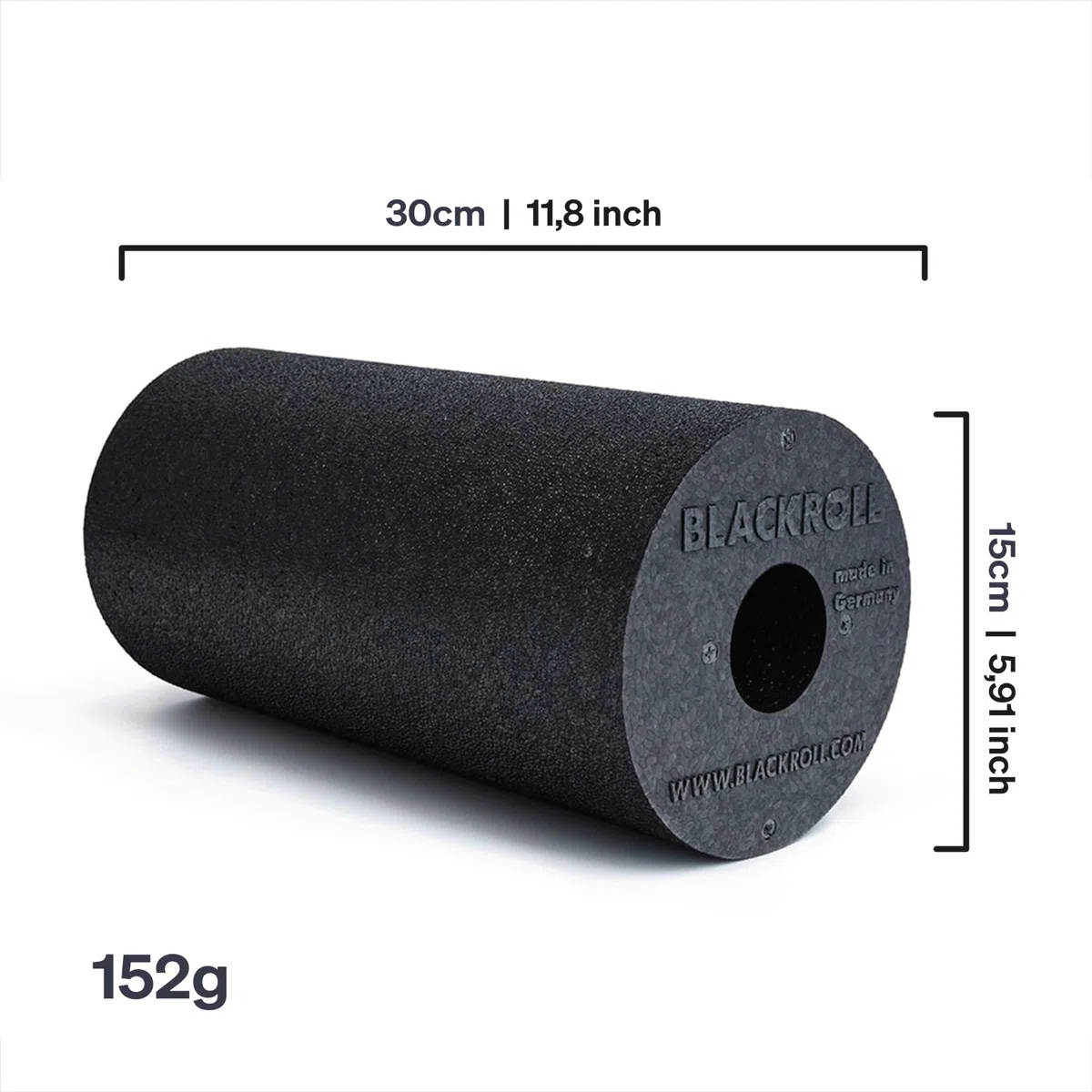 BLACKROLL STANDARD (30 x 15 cm) | Rouleau de massage et d’automassage original pour l’exercice des fascias, crossfit & yoga | Foam roll noir en différentes tailles