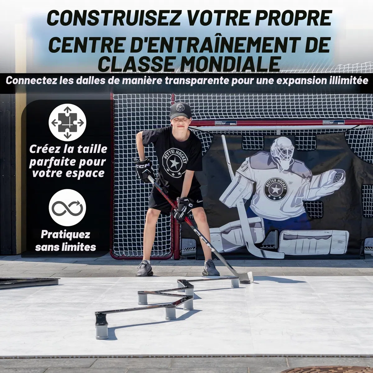 Better Hockey Extreme Dryland Dalles de sol – Panneaux de glace synthétiques pour hockey, aide à l'entraînement de qualité professionnelle pour le tir, les passes et la manipulation de bâtons