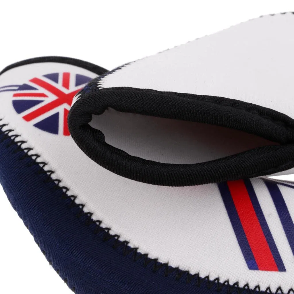 F Fityle 10pcs Golf Club Head Cover Wedge Iron Protective Headcover The Union Jack - Beige + Bleu Foncé, 14cmx6.1cm