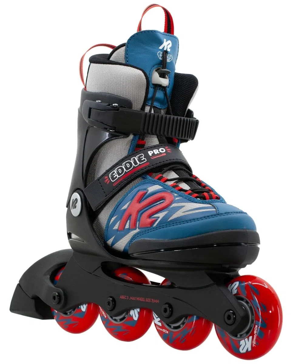 K2 Eddie Pro 30M0700 Patins à roulettes en Ligne, pour garçon, Gris, Bleu