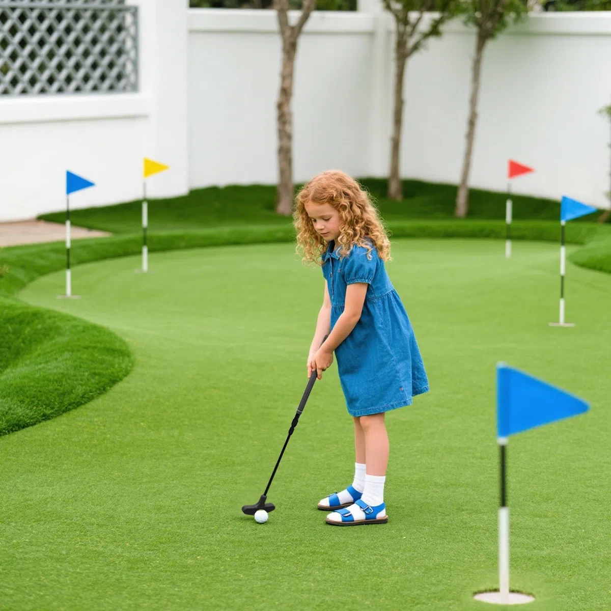 Putter de golf réglable, lot unique, unisexe, peut être utilisé par les gauchers et les droitiers, jeu de putter noir réglable, avec 4 balles et 1 coupe drapeau, convient pour les enfants, les